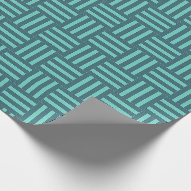 Modern turkos korgvävningsmönster presentpapper (Hörn)