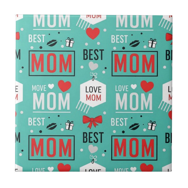 Modern turkos MOM-typografi Pop-mönster Kakelplatta (Framsidan)
