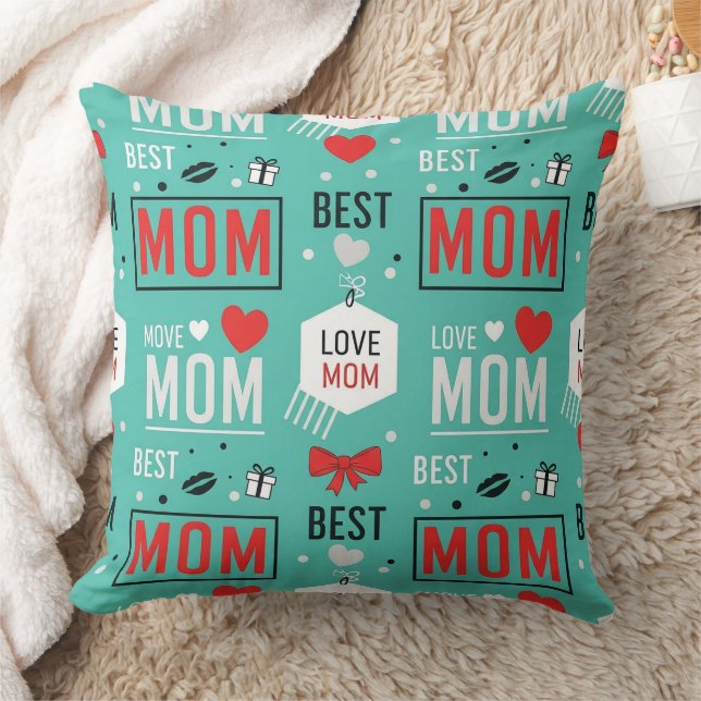 Modern turkos MOM-typografi Pop-mönster Kudde (Filt)