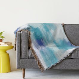 Modern turkos och Grått Watercolor Abstrakt Art Filt