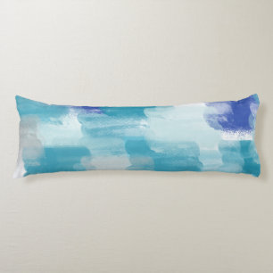 Modern turkos och Grått Watercolor Abstrakt Art Kroppskudde