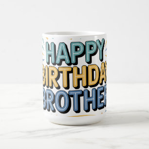 Modern turkos och gul "GRATTIS PÅ FÖDELSEDAGEN BRO Kaffemugg