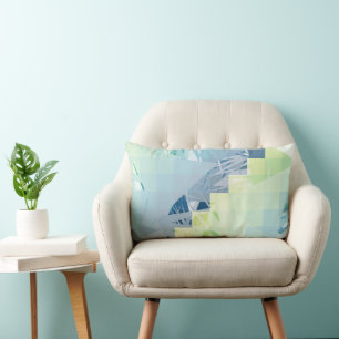 Modern turkos och lime geometrisk mosaikmönster ko lumbarkudde