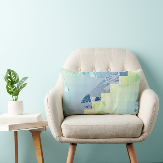Modern turkos och lime geometrisk mosaikmönster ko lumbarkudde (Stol)
