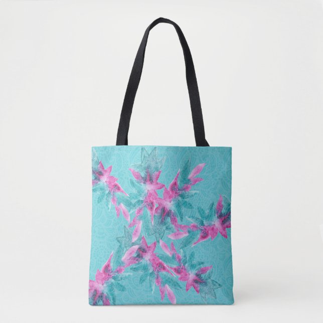 Modern turkos rosa abstrakt hawaiianska blommor tygkasse (Framsida)
