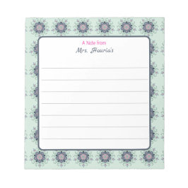 Modern turkos Rosa Blommigt Mandala Doodles Anteckningsblock