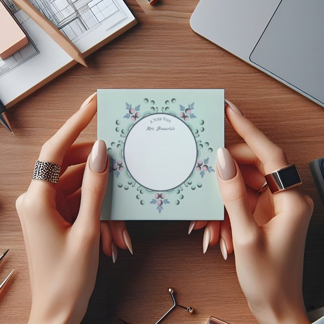 Modern turkos Rosa Blommigt Mandala Doodles Post-it Block (Skapare uppladdad)