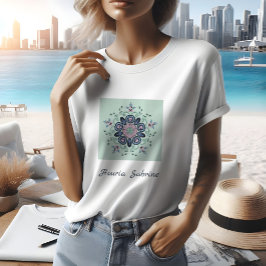 Modern turkos Rosa Blommigt Mandala Doodles T Shirt