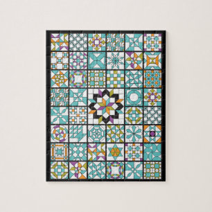Modern turkos Sampler Quilt Pussel