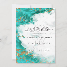 Modern turkos Watercolor Geode BarefootBride™