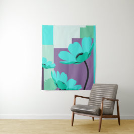 Modern turkosk blomstertapet