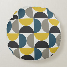 Modern Turmer Gunmetal och blå Rund Kudde