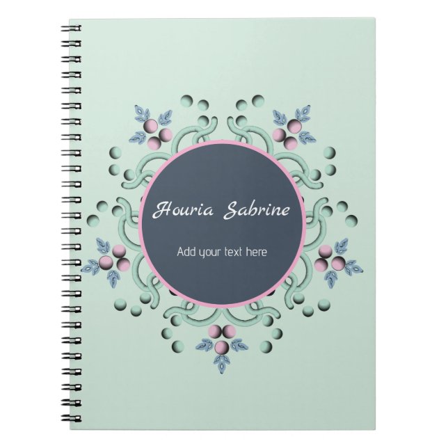 Modern turquoise Pink Floral Mandala Doodles  Anteckningsbok (Framsidan)