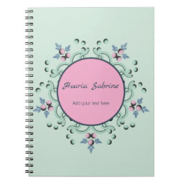 Modern turquoise Pink Floral Mandala Doodles  Anteckningsbok