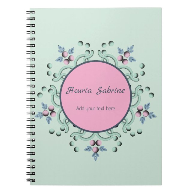 Modern turquoise Pink Floral Mandala Doodles  Anteckningsbok (Framsidan)