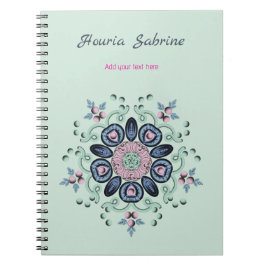 Modern turquoise Pink Floral Mandala Doodles  Anteckningsbok