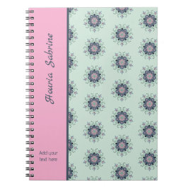 Modern turquoise Pink Floral Mandala Doodles  Anteckningsbok