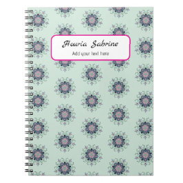 Modern turquoise Pink Floral Mandala Doodles  Anteckningsbok
