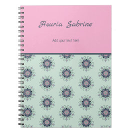 Modern turquoise Pink Floral Mandala Doodles  Anteckningsbok