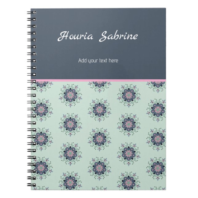 Modern turquoise Pink Floral Mandala Doodles  Anteckningsbok (Framsidan)