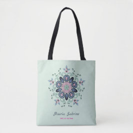 Modern Turquoise & Pink Floral Mandala Doodles  Tygkasse