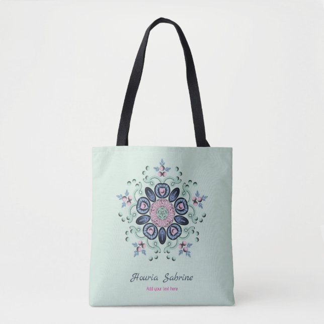Modern Turquoise & Pink Floral Mandala Doodles  Tygkasse (Framsida)
