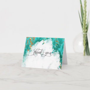 Modern Turquoise Vattenfärg Marmorering Barfota Br Tack Kort
