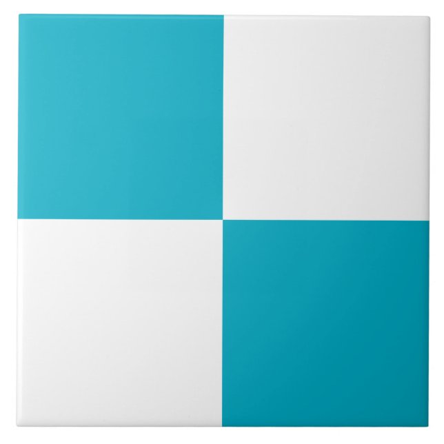 Modern Turquoise White Checkered Ceramic Tile Kakelplatta (Framsidan)