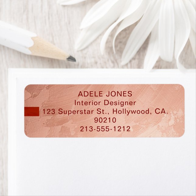 Modern Tuscan Rose Gold & Red Editable Returadress Etikett (Insitu)