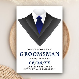 Modern Tuxedo Groomsman-begäran Inbjudningar