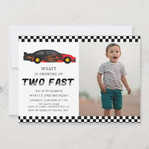 Modern två Fast Racecar Boy 2:a födelsedag Inbjudningar