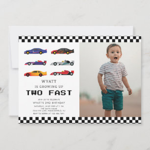 Modern två Fast Racecar Boy 2:a födelsedag Inbjudningar