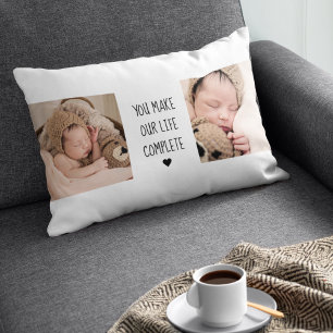 Modern två foto Du gör vårt liv färdigt Lumbarkudde