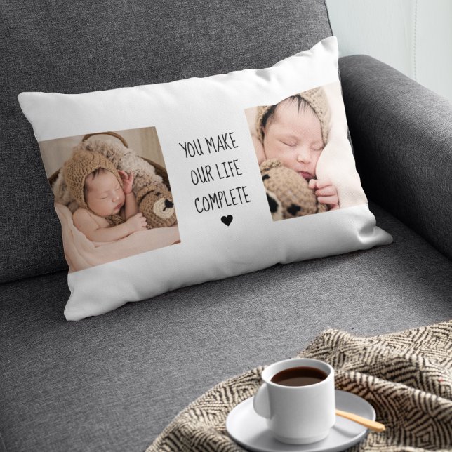 Modern två foto | Du gör vårt liv färdigt Lumbarkudde (Skapare uppladdad)