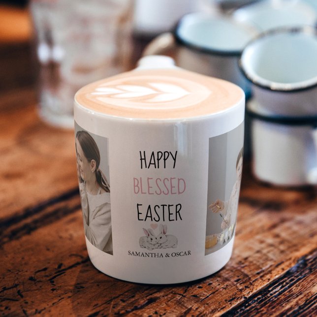 Modern två foto | Lycklig Blank Påsk | Bunny Espressomugg (Skapare uppladdad)