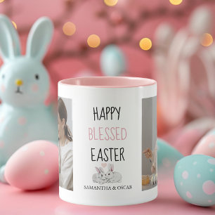 Modern två foto Lycklig Blank Påsk Bunny Mugg