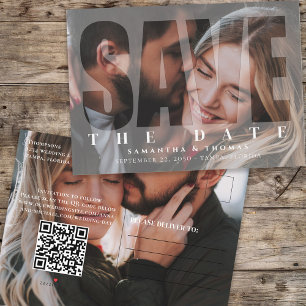 Modern två-foto QR-kod Spara datumöverlägg Meddelande Vykort