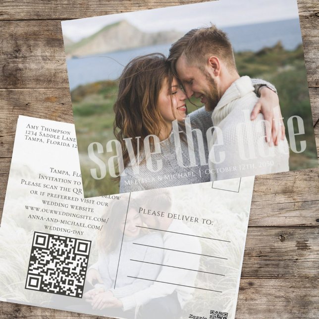 Modern två fotoenkla, minimalistisk QR-kod Vykort (Skapare uppladdad)