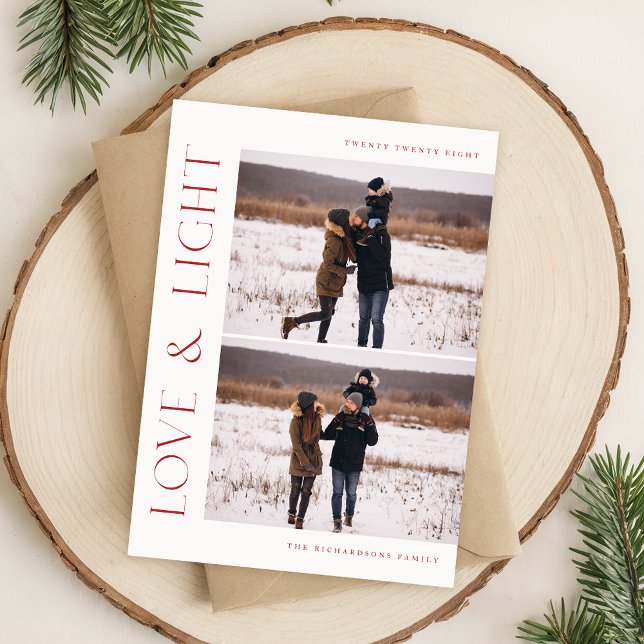 Modern två fotofamiljens Helgdag - jul Vykort (Skapare uppladdad)