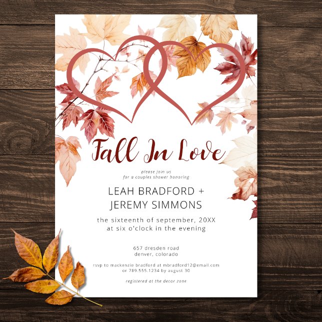 Modern två hjärtan faller ner i Kärlek Möhippa Inbjudningar (Modern Two Hearts Fall In Love Bridal Shower Invitation)