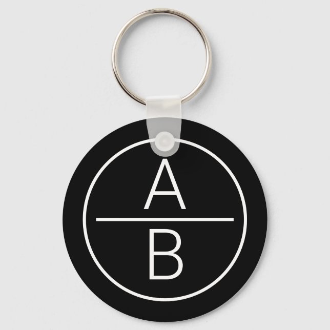 Modern två Initialer Monogram Nyckelring (Framsida)