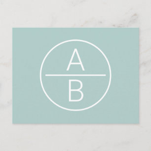 Modern två Initialer Monogram Vykort