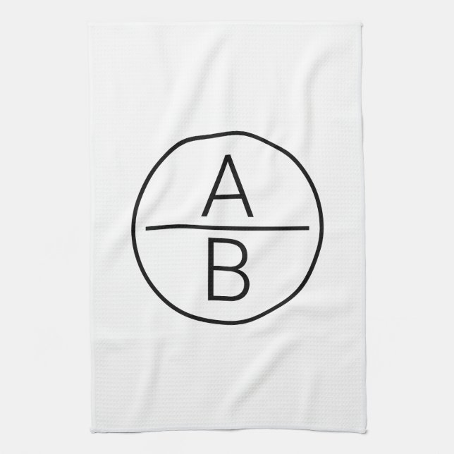Modern två initialers monogram kökshandduk (Vertikal)