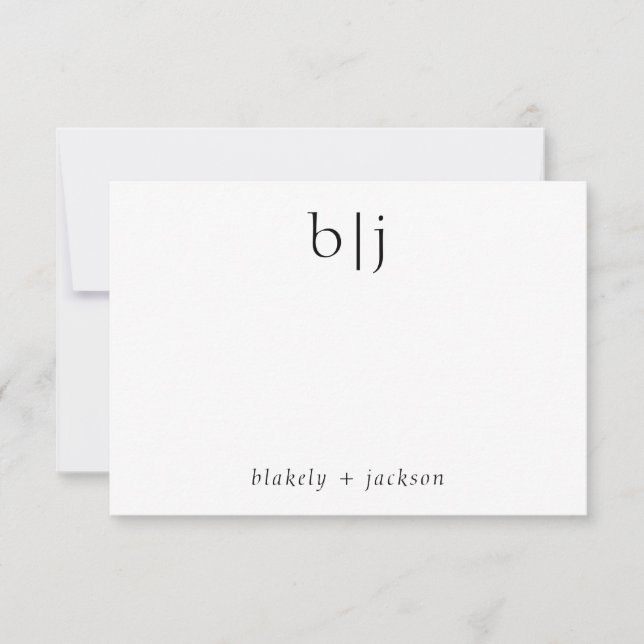 Modern två inledande monogram par-förlag anteckningskort (Framsida)