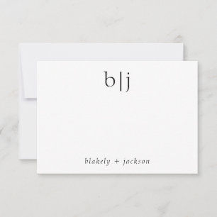 Modern två inledande monogram par-förlag anteckningskort