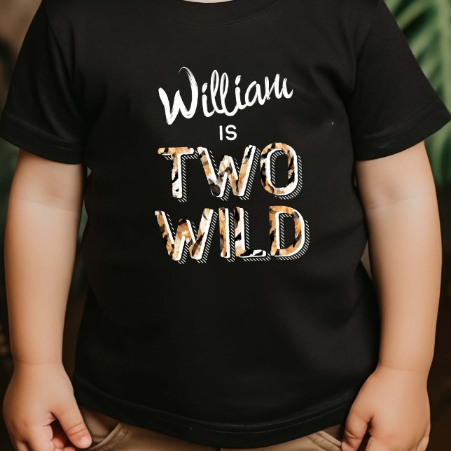 Modern två Vilder enkel Safari, 3:a födelsedag T Shirt (Simple Two Wild, Animal Print Motif, Safari Themed Baby Boy 2nd birthday T-shirt)