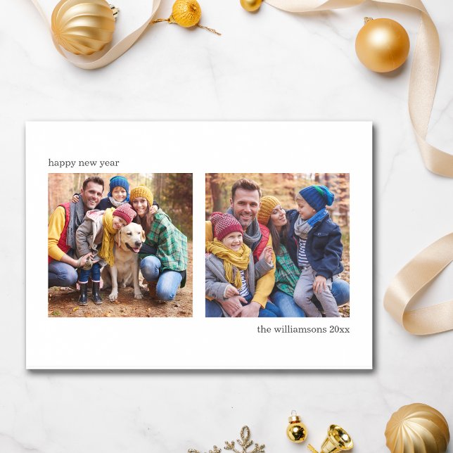 Modern tvåfotsfamilj i Gott nytt år-familjen - min Julkort (Skapare uppladdad)