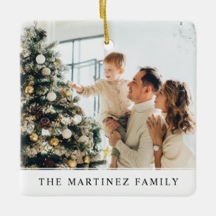 Modern tvåsidig familjs julfoto i Namn Julgransprydnad Keramik