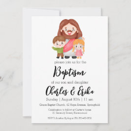 Modern tvillingbaptism-inbjudan inbjudningar