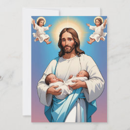 Modern tvillingbaptism-inbjudan inbjudningar